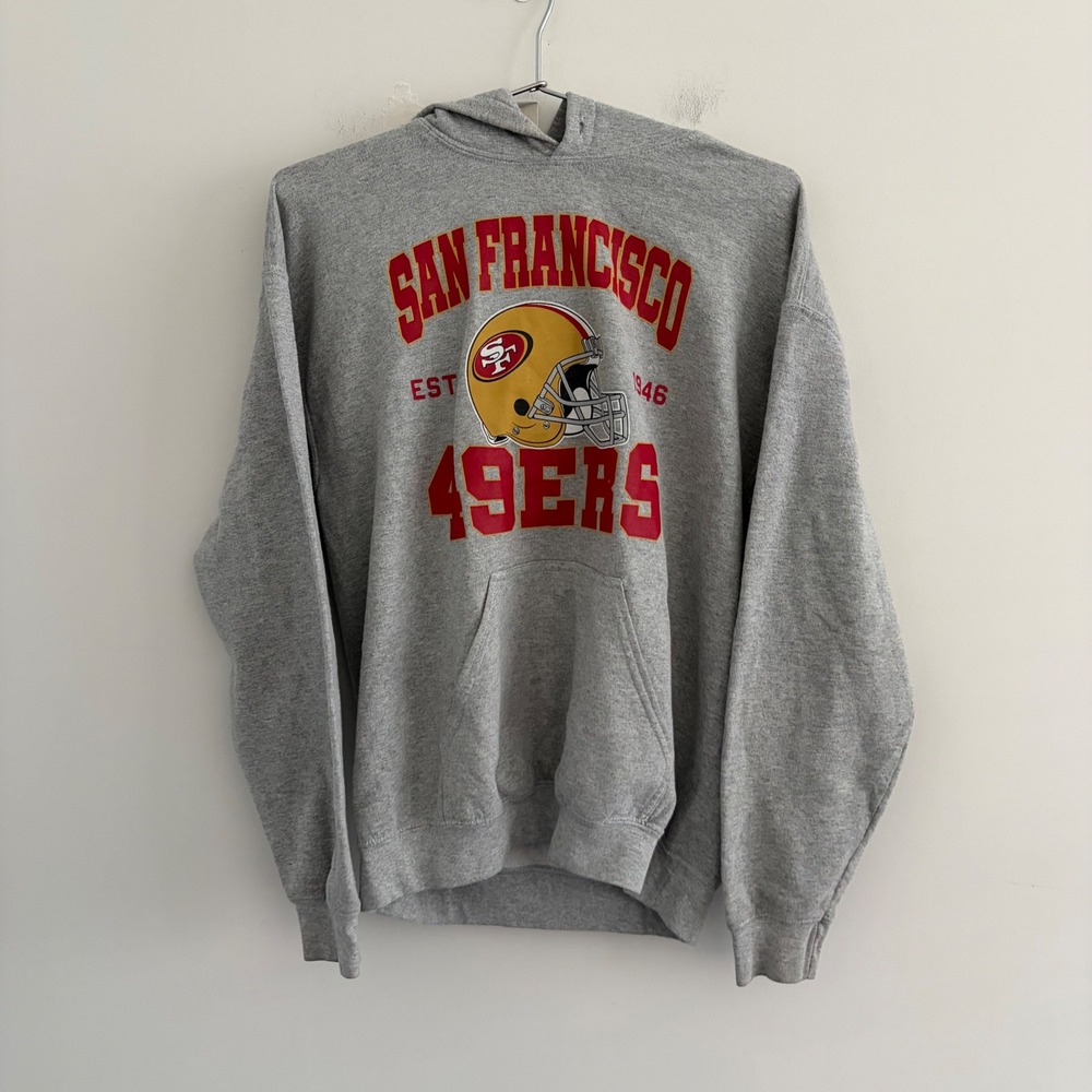 NFL Team Apparel San Francisco 49ers Hoodie Grey Mens Medium